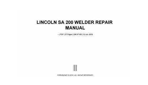 Lincoln sa 200 welder repair manual by mailed692 - Issuu