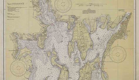 Narragansett Bay 1930 - Old Map Nautical Chart AC Harbors 353 - Rhode
