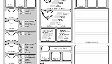 Dungeons And Dragons 5e Printable Character Sheet