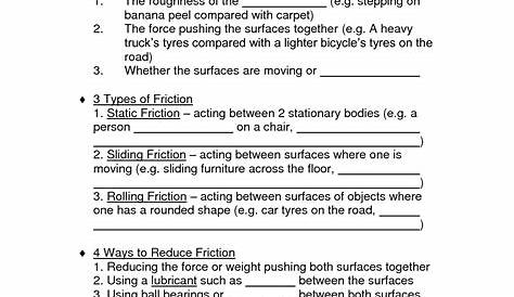 grade 8 friction worksheet
