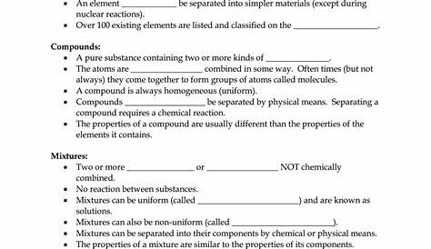 Compounds Mixtures Worksheet Form - Fill Out and Sign Printable PDF