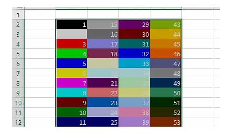 vba excel color index list