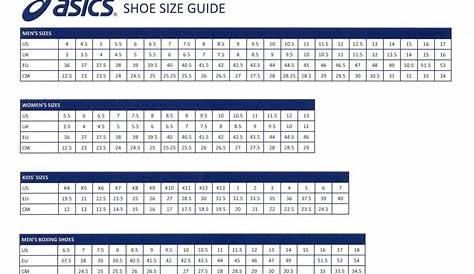 athletic shoe sizing chart