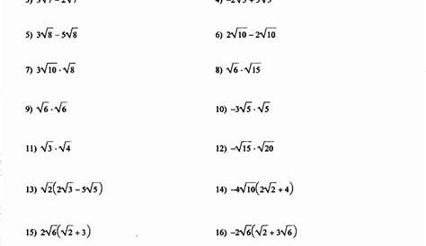 radical expressions worksheets with answers