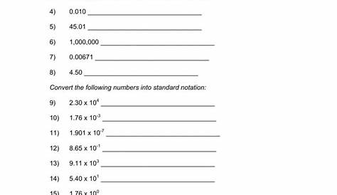 scientific notation worksheet with answers