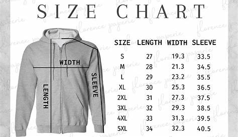 hoodie size chart mens