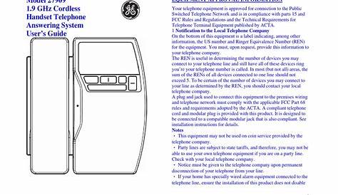 GE 27909 TELEPHONE SYSTEM USER MANUAL | ManualsLib