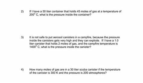 gas law problems worksheet