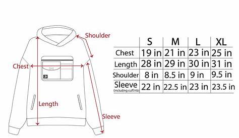 hoodie size chart us