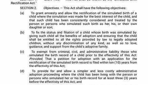 Simulated Birth Rectification Act | Birth Certificate | Adoption
