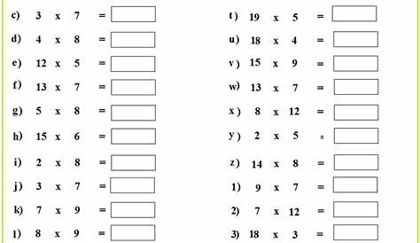 worksheet on multiplication tables - multiplication table - Bond Josephs