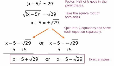 Solving Quadratic Equations By Completing The Square Worksheet Answers