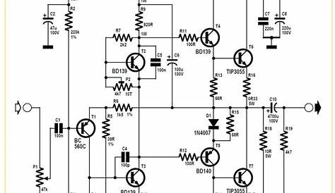 40w transistor amplifier circuit diagram