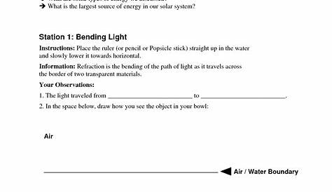 light energy worksheets