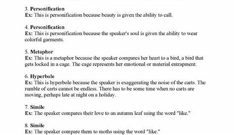 identifying figurative language worksheet