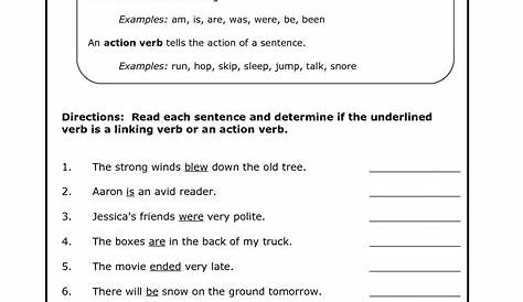 linking verbs worksheet grade 3