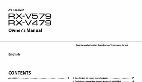 Yamaha RX V579 RX V479 Manual English | Hdmi | Telecommunications
