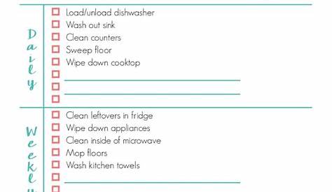 Daily Kitchen Cleaning Checklist ~ Excel Templates