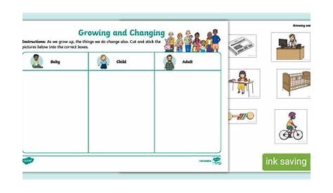 Growing and Changing Cut and Stick Worksheet (teacher made)