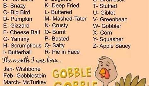 what is your turkey name printable
