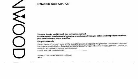 kenwood ar 404 owners manual