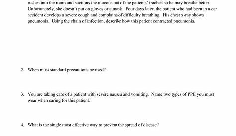 infection control worksheets