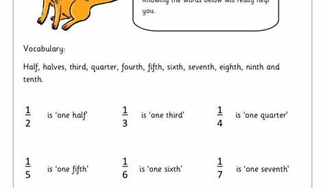 Writing Fractions in Words or Numbers Worksheet for 3rd - 4th Grade