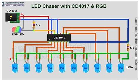 4017 LED chaser Circuit Diagram with RGB LED - 4017 Projects 2020