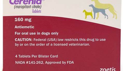 CERENIA (Maropitant Citrate) Tablets for Dogs, 160-mg, 4 tablets