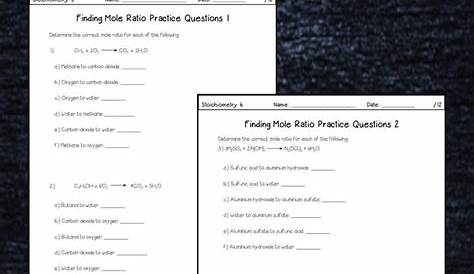 mole ratio practice worksheet answers