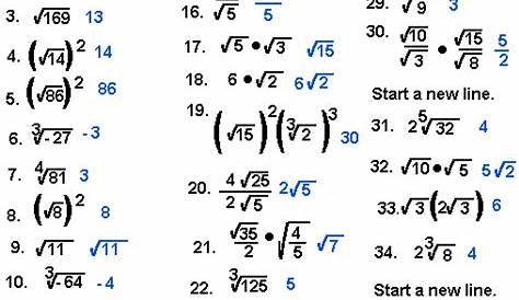 simplify radical expressions worksheets