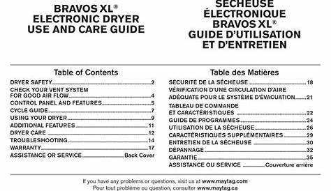 MAYTAG BRAVOS XL USE AND CARE MANUAL Pdf Download | ManualsLib