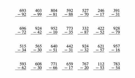 3 Digit Subtraction With Regrouping Worksheets 2nd Grade