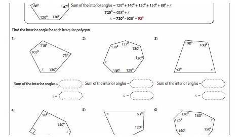 interior and exterior angles of polygons worksheets with answers