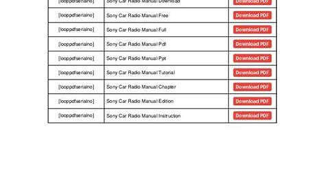 Sony car radio manual