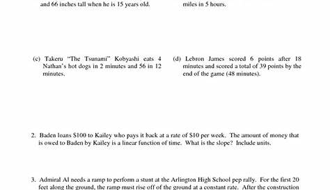 slope as a rate of change worksheets