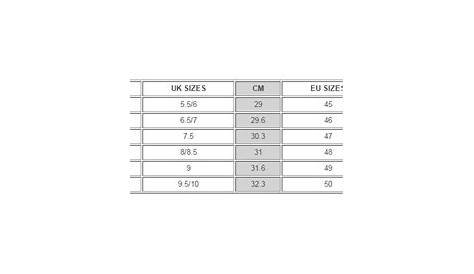 ecco shoe size chart