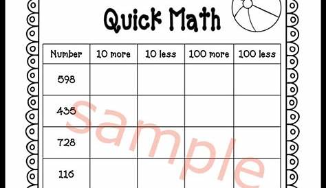 quick math worksheets