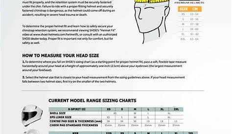Shoei Helmet Sizing Chart