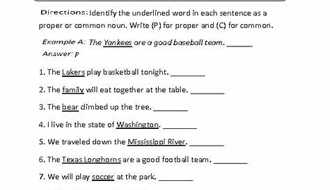 grade 5 proper nouns worksheet