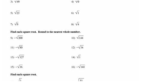 Find Each Square Root Worksheet for 10th Grade | Lesson Planet