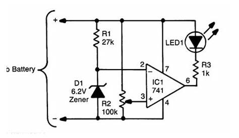 Dimmable Low Battery Indicator Circuit Diagram | Electronic Circuits