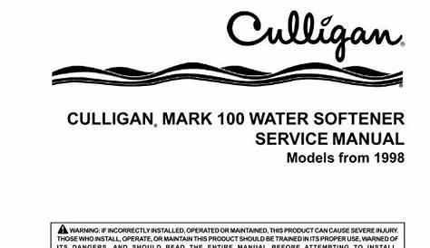 culligan mark 100 settings