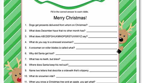Printable Christmas Riddle Me This - Funsational.com | happy holidays