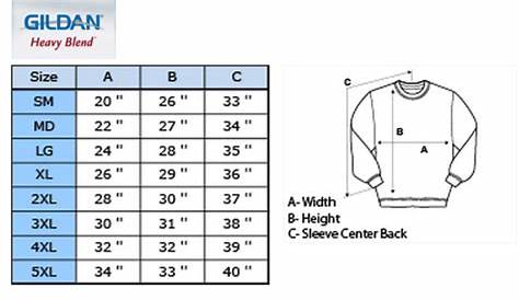 gildan 50/50 sweatshirt size chart