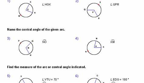 arcs angles and algebra worksheet