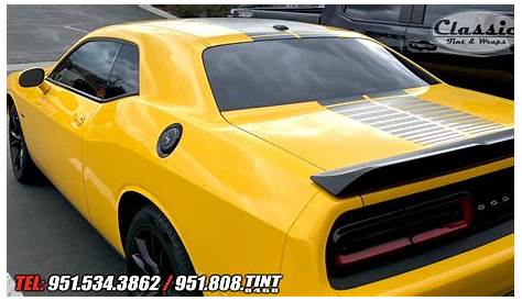 Dodge Challenger with Tinted Windows and Custom Vinyl Wrap done at our