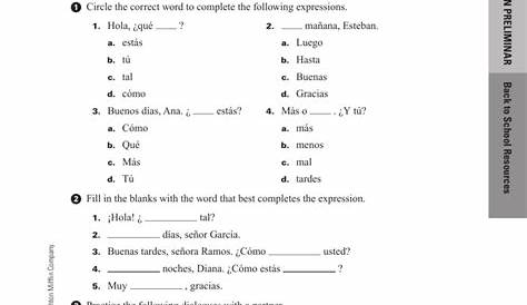 hola que tal worksheets answers