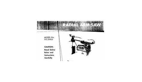 Sears Craftsman Radial Arm Saw Manual No.113.29450 | eBay