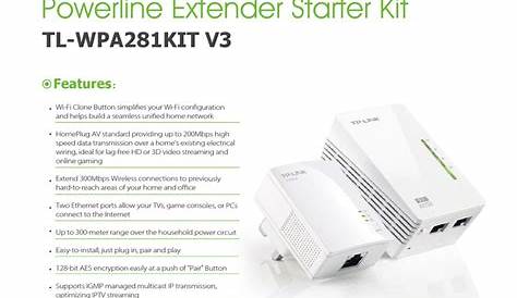 TP-LINK TL-WPA281KIT V3 FEATURES & SPECIFICATIONS Pdf Download | ManualsLib
